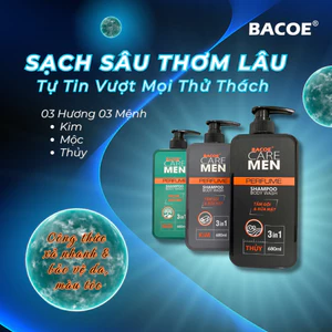 Bacoe care men DẦU GỘI HƯƠNG NƯỚC HOA 3 TRONG 1 TẮM GỘI RỬA MẶT Baco Men