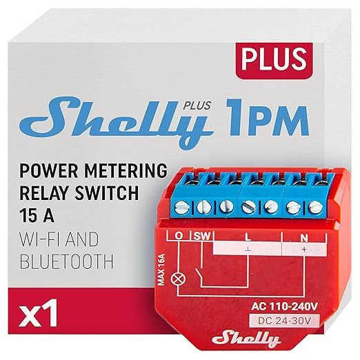 Shelly Plus 1PM Smart Home Life WiFi Relay Switch Kiểm soát và đo phạm vi tiêu thụ điện năng của các thiết bị gia dụng