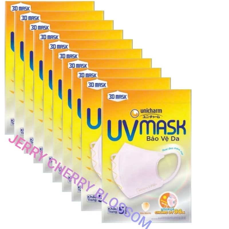 Combo 10 gói Khẩu trang chống nắng Unicharm UV Mask 5 chiếc/gói