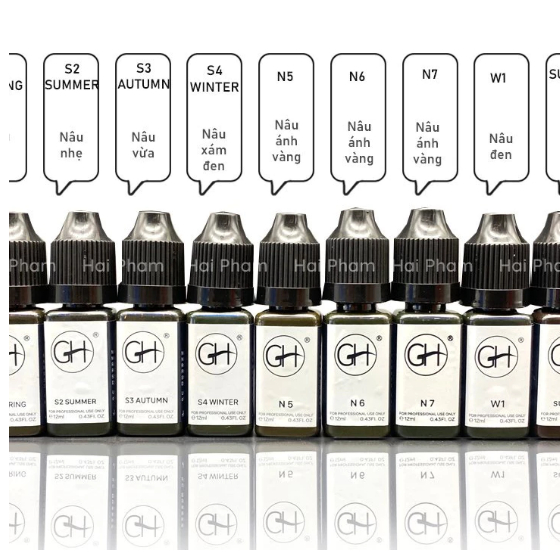 Mực GH Chai Vuông Chiết 5ml Chính Hãng – Chuyên Đi Sợi, Hairstroke, Điêu Khắc, Phun Xăm Thẩm Mỹ