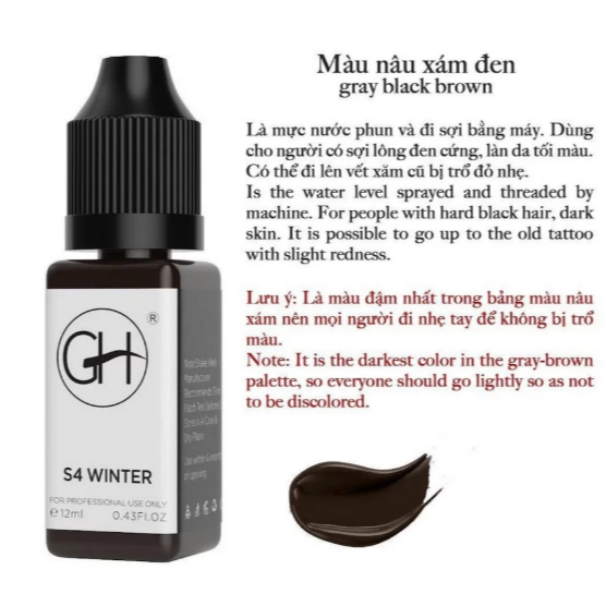 Mực GH Chai Vuông Chiết 5ml Chính Hãng – Chuyên Đi Sợi, Hairstroke, Điêu Khắc, Phun Xăm Thẩm Mỹ