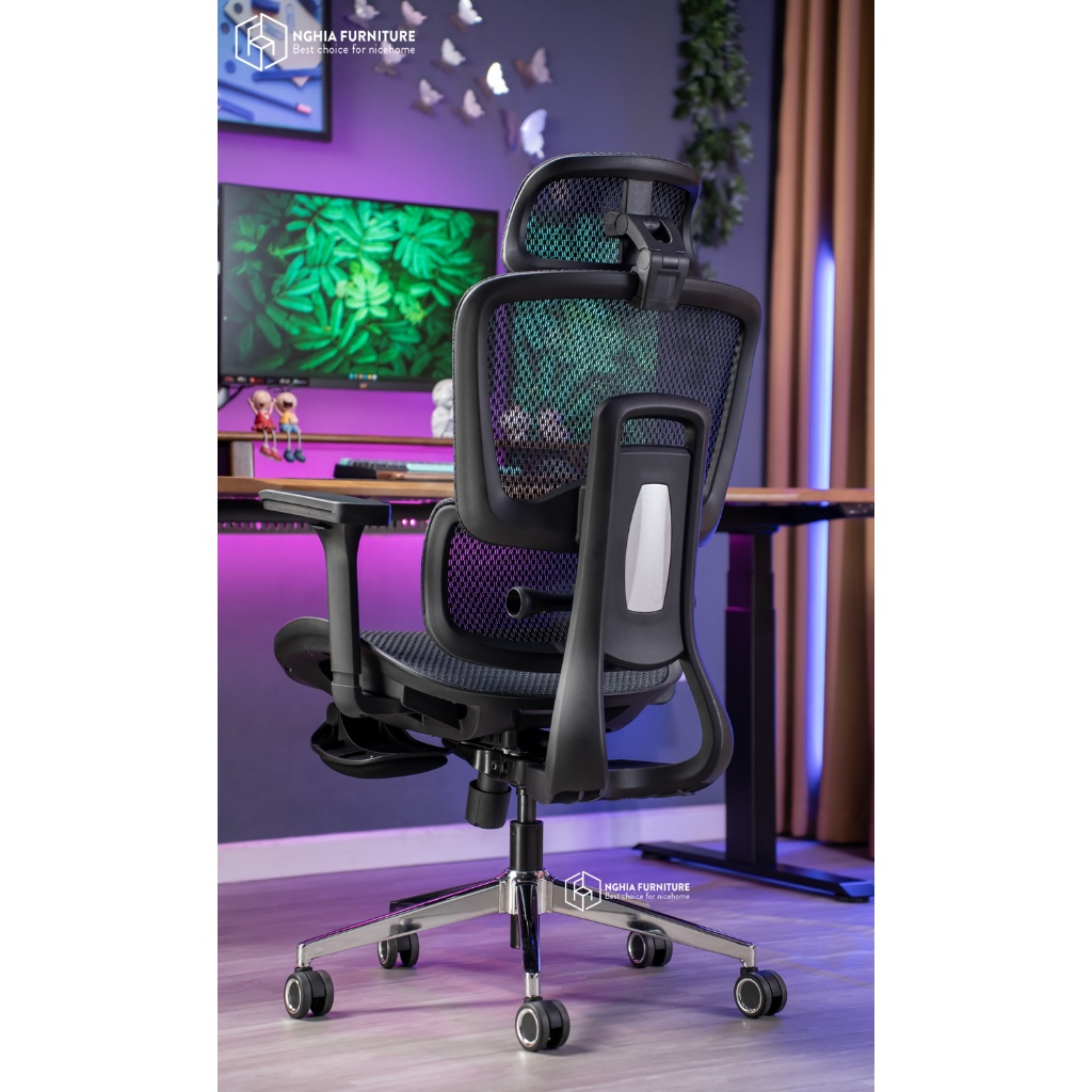 Ảnh Ghế công thái học Nghia Furniture Mirai Pro, Tựa lưng điều chỉnh, tay vịn 4D, Piston class 4 3