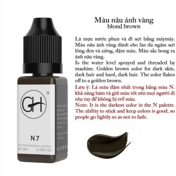 Mực GH Chai Vuông Chiết 5ml Chính Hãng – Chuyên Đi Sợi, Hairstroke, Điêu Khắc, Phun Xăm Thẩm Mỹ