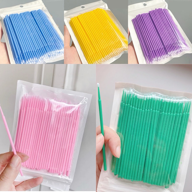 Tăm Bông Nhựa Ủ Phun Xăm Màu Ngẫu Nhiên