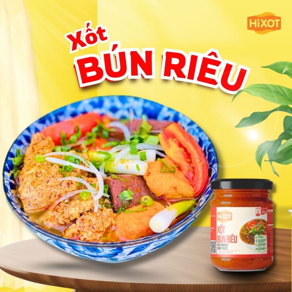 Sốt Gia Vị Bún Riêu HiXOT hũ 220gram, nấu bún riêu cua/ tôm, lẩu riêu