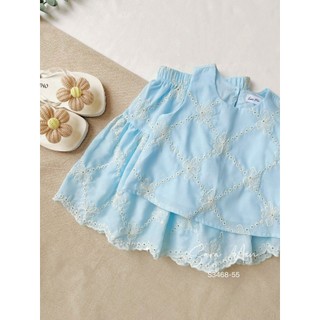 [B&G] Sét chân váy thêu cao cấp tiểu thư 2 màu xanh, hồng cho bé gái từ 12-45kg(2-12 tuổi)