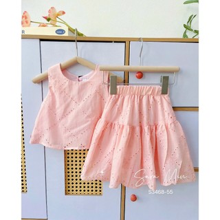 [B&G] Sét chân váy thêu cao cấp tiểu thư 2 màu xanh, hồng cho bé gái từ 12-45kg(2-12 tuổi)