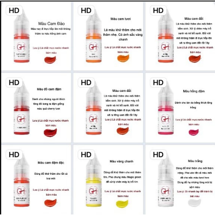ực Môi GH (Chai Full/Chiết 5ml) Chính Hãng - Mực Hữu Cơ Bong Đậm, Siêu Bám, Dễ Lên Màu