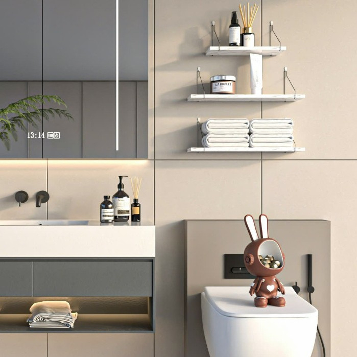 Kệ gỗ treo tường trang trí không cần khoan, tặng kèm móc treo Inox và kèm đinh gắn lên tường dễ dàng
