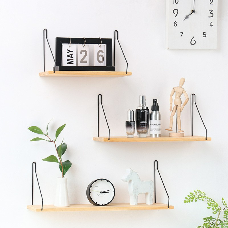 Kệ gỗ treo tường trang trí không cần khoan, tặng kèm móc treo Inox và kèm đinh gắn lên tường dễ dàng