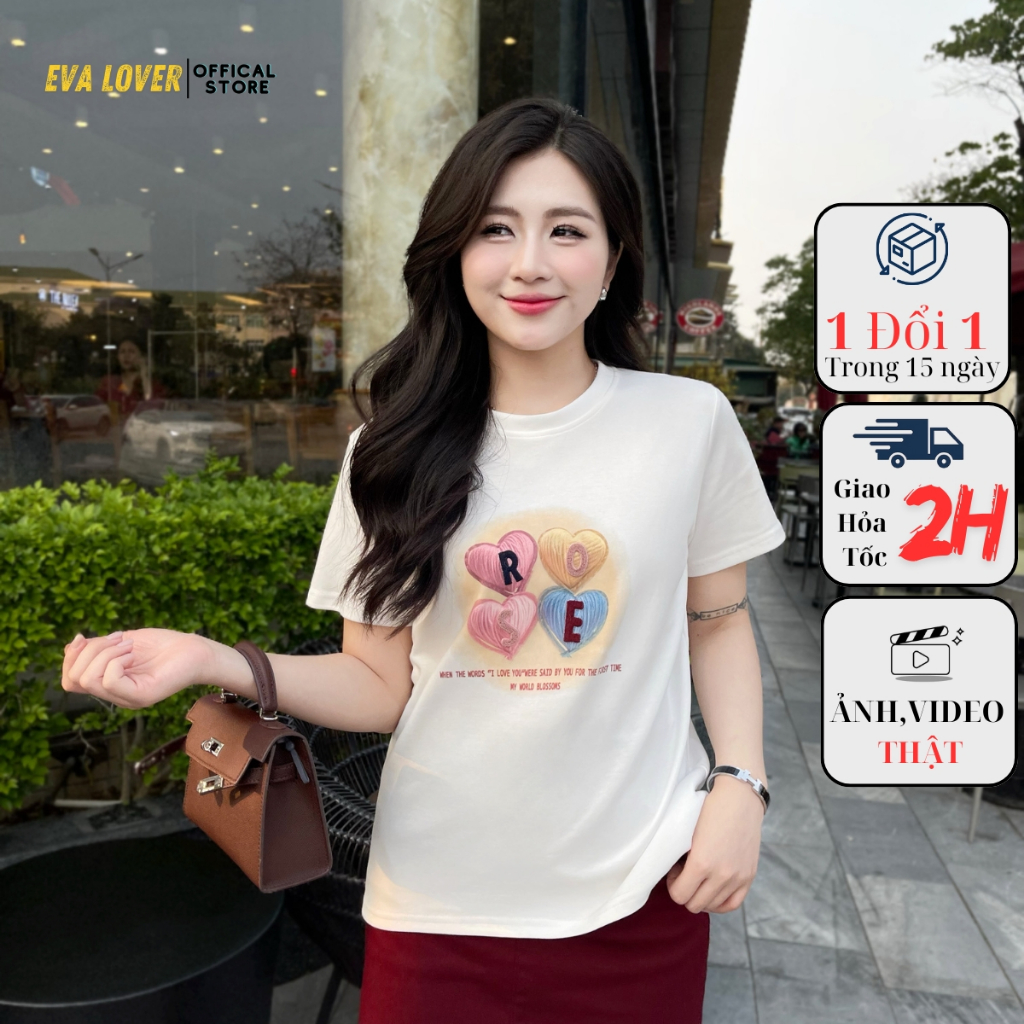 Ảnh Áo phông nữ Quảng Châu mã 3732 in hình chữ ROSE  chất cotton co giãn, thoáng mát 1