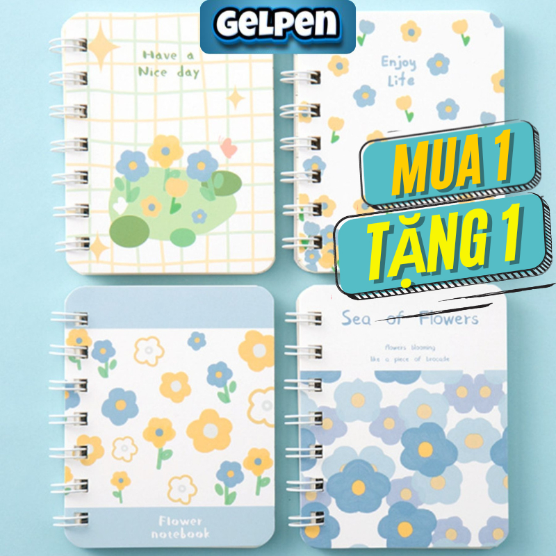 Sổ tay mini hình hoa xanh GelPen, sổ tay ghi chú, sổ tay note, sổ nhật ...