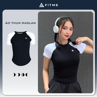 Áo tập gym yoga Fitme Cotton cổ tròn thiết kế raglan croptop ôm dáng thoải mái ATNRL