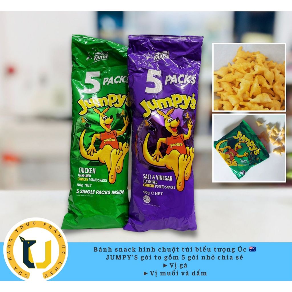 (HÀNG ÚC) Snack hình chuột túi biểu tượng JUMPY’S gói to gồm 5 gói nhỏ ...
