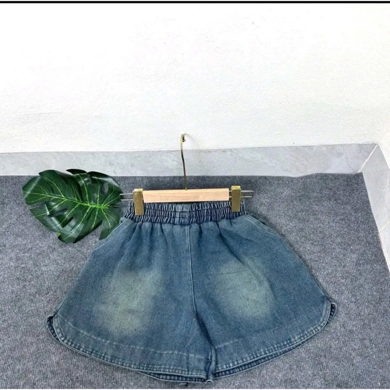 Quần Short Đùi Jean, Quần Short Đùi Hoạ Tiết Tim Nơ Giấy mềm Mịn Co Giãn Thoải Mái