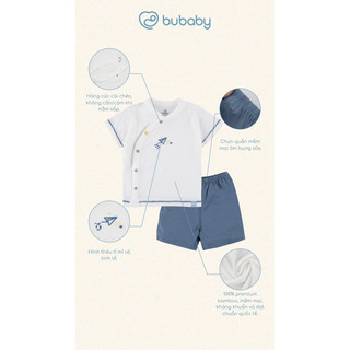 BuBaby BBB130803 Bộ ngắn tay cài chéo Bambus Gami cao cấp cho bé trai và bé gái
