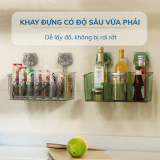 Kệ hút chân không CÓ NGĂN, kệ nhà tắm nhà bếp siêu dính tường không cần khoan đục