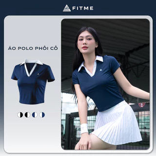 Áo polo thể thao nữ Fitme GOC phối cổ chất liệu co giãn chơi pickleball cầu lông, tennis ABPL01
