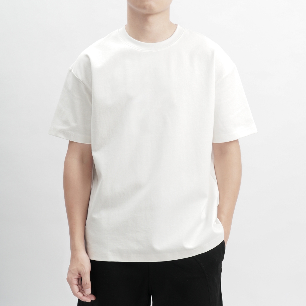 Áo thun trắng trơn Basic High Up mềm mịn co dãn thấm hút mồ hôi 40-100kg form suông Unisex Basetee
