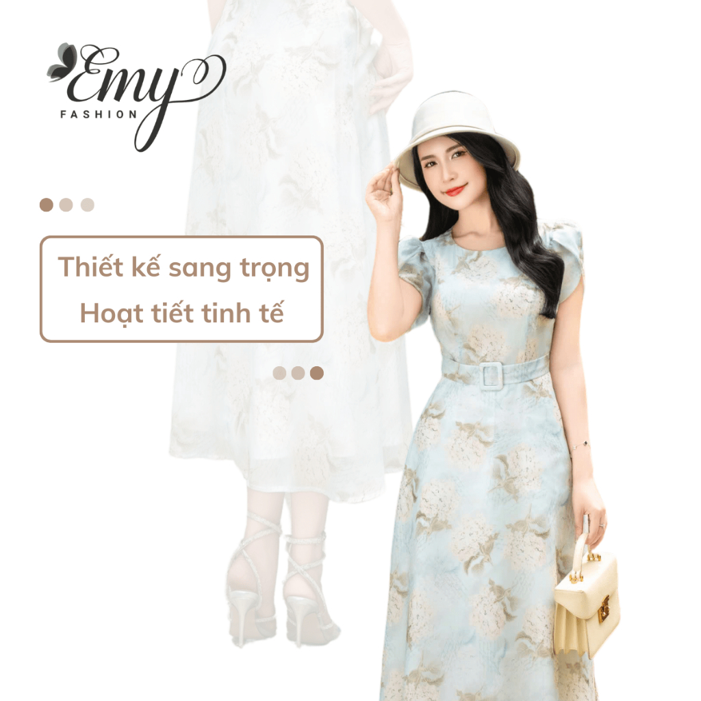 Ảnh Đầm Thiết Kế EMY Thời Trang Cao Cấp EM7678 Tơ Ánh Sang Chảnh Đi Tiệc 3