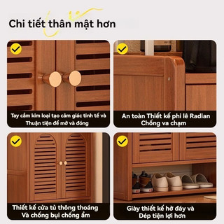 Tủ giày thoáng khí bằng tre đa chức năng giá để giày cửa chớp Tủ giày