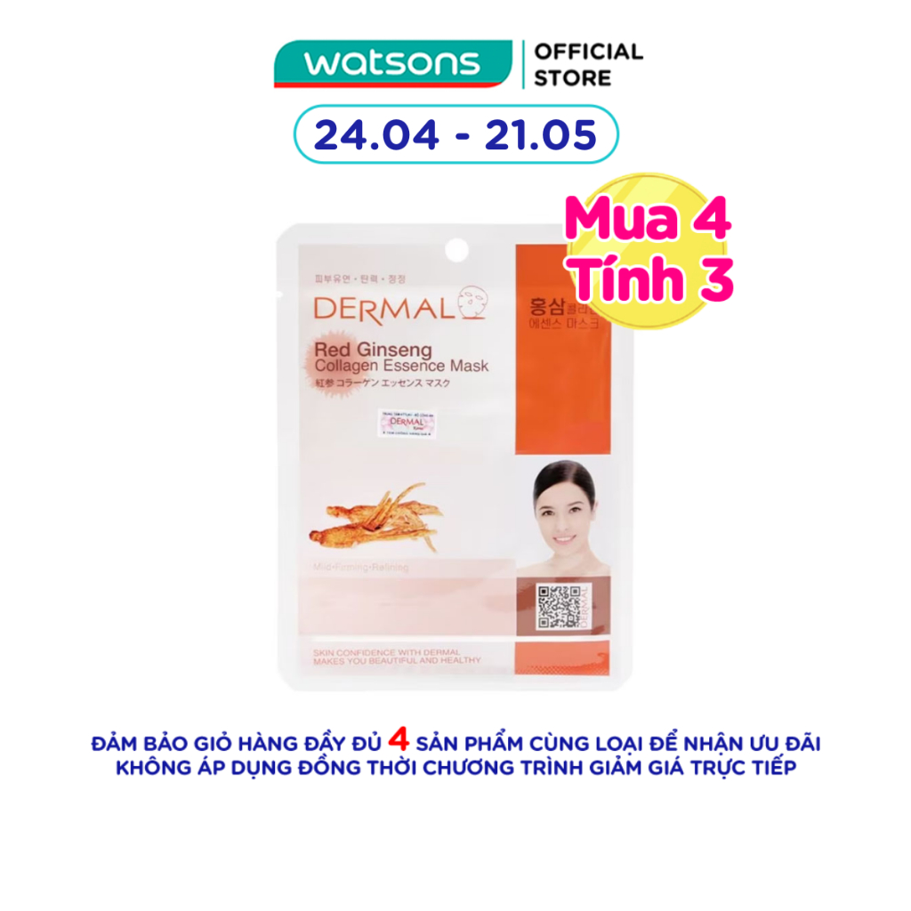 Mặt Nạ Dermal Tinh Chất Collagen Với Chiết Xuất Hồng Sâm 23g | Shopee ...