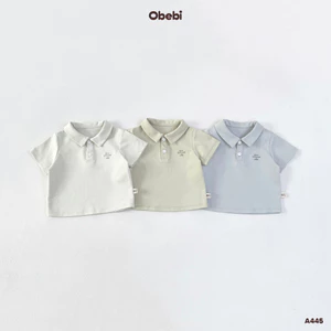 Áo Polo Cotton Obebi Thêu Hình Basic Đi Học Đi Chơi Cho Bé Trai Bé Gái từ 5kg - 19kg A445