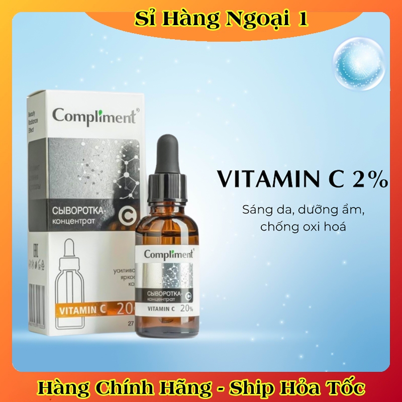 Serum Compliment 20% Vitamin C dưỡng trắng, mờ thâm, căng bóng da 27ml của Nga