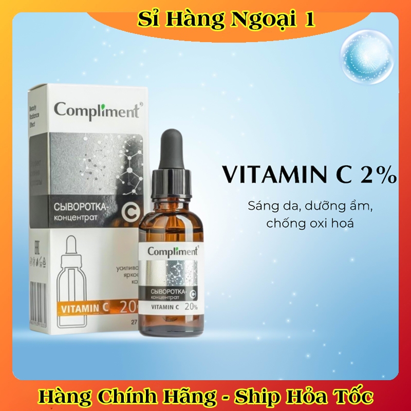 Serum Compliment 20% Vitamin C dưỡng trắng, mờ thâm, căng bóng da 27ml của Nga