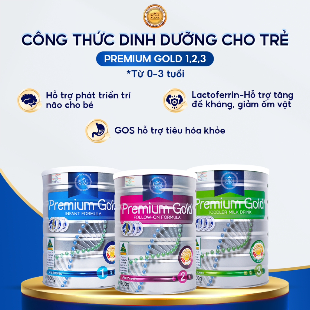 Ảnh Sữa Hoàng Gia Úc Premium Gold Số 1,2,3 ROYAL AUSNZ Hộp 900g 1