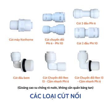 Co Cút Nối Nhanh 2 Đầu 10-10 và Cút Chuyển Đổi 6-10 Thẳng và Góc cho máy lọc nước, dây phun sương