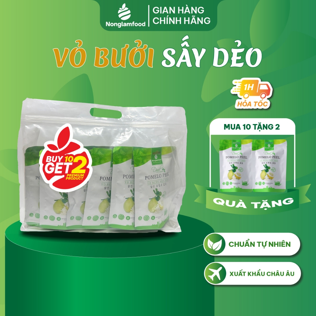 [MUA 10 TẶNG 2] Combo 10 Túi Vỏ Bưởi Sấy Dẻo Nông Lâm Food túi 25g