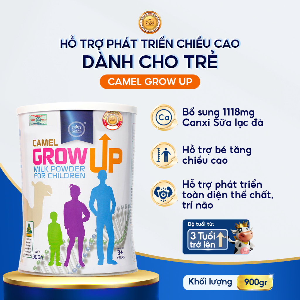 Ảnh Combo 2 Hộp Sữa Lạc Đà Camel Grow Up Milk Powder ROYAL AUSNZ Hỗ Trợ Tăng Chiều Cao Cho Bé Từ 3 Tuổi 900g/hộp 1