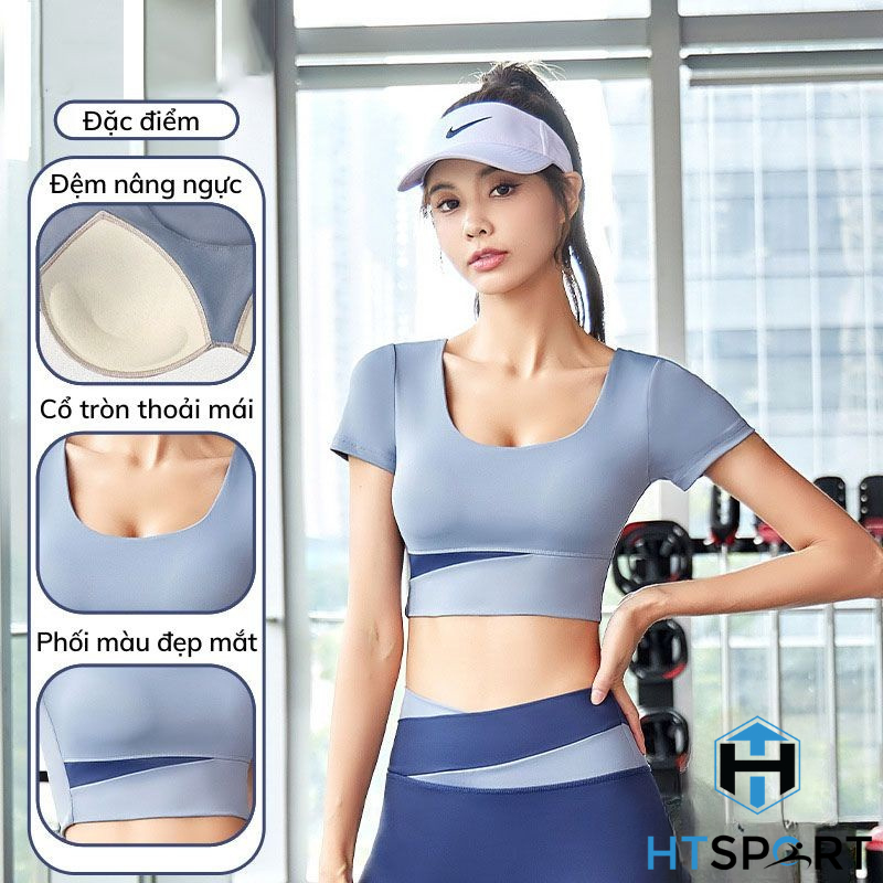 Set Đồ Tập Gym Nữ Ngắn, Bộ Quần Áo Thun BTG02 Tập Thể Thao, Yoga, Aerobic Ôm Body Tôn Dáng Lưng Cao Có Mút Ngực