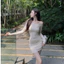 Váy body trễ vai ôm eo sexy quyến rũ gợi cảm style retro pháp hottrend 2025