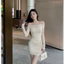 Váy body trễ vai ôm eo sexy quyến rũ gợi cảm style retro pháp hottrend 2025
