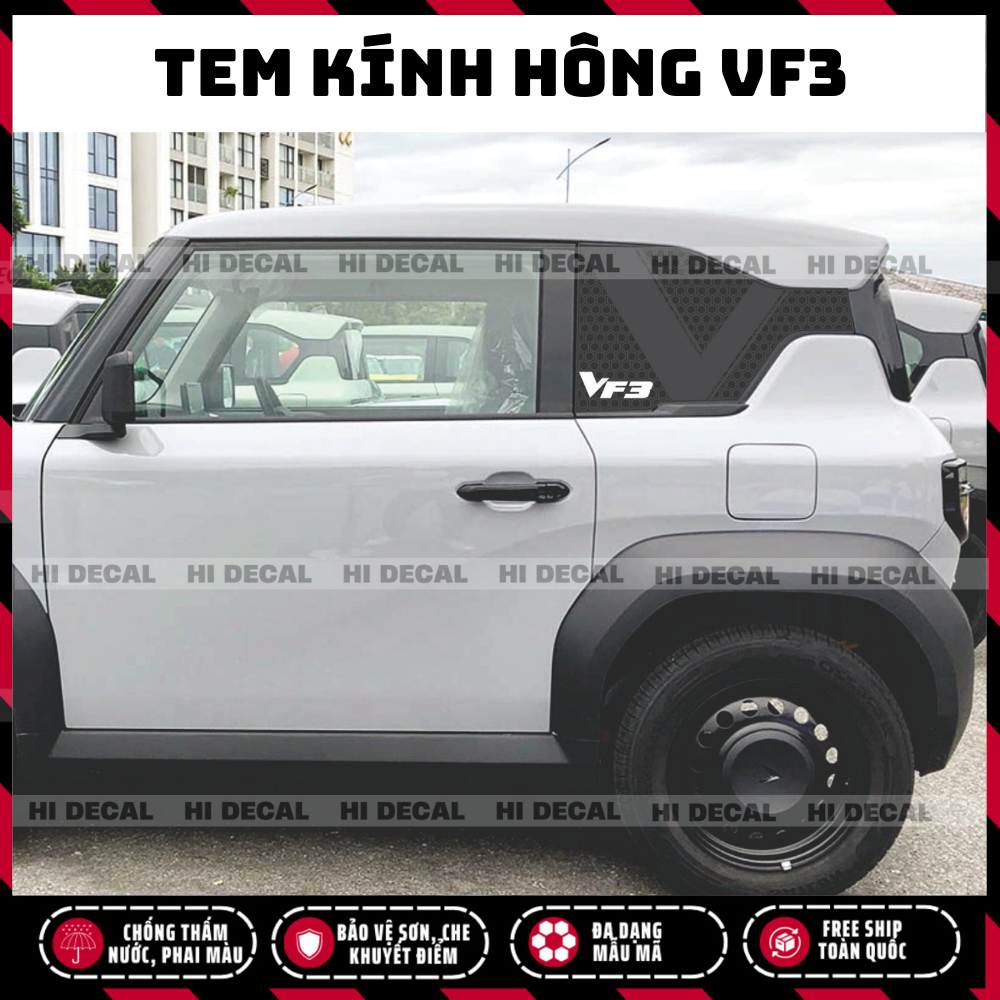 Tem dán hông kính sau VF3, decal chống nóng bảo vệ kính VF3
