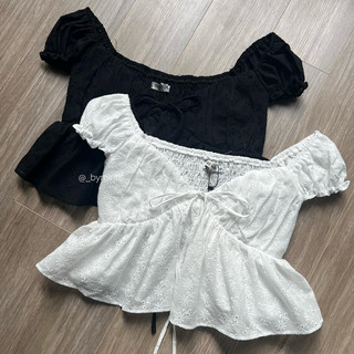 NANY TOP | Áo croptop boi thêu cột dây phong cách mùa hè nhẹ nhàng, nữ tính | BYMINTT