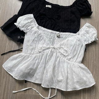 NANY TOP | Áo croptop boi thêu cột dây phong cách mùa hè nhẹ nhàng, nữ tính | BYMINTT
