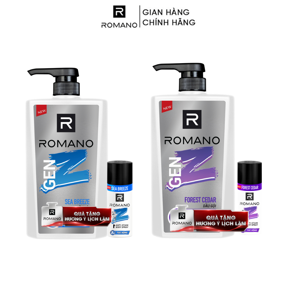 Ảnh Dầu gội nam Romano Gen Z hương Sea Breeze/Forest Cedar 610g/chai (Tặng mùi ngẫu nhiên) 2