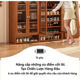 【Kiểu dáng mới】Tủ giày tre, tủ giày sức chứa lớn, tủ giày có cửa kính bằng gỗ