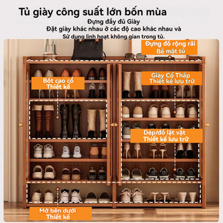 【Kiểu dáng mới】Tủ giày tre, tủ giày sức chứa lớn, tủ giày có cửa kính bằng gỗ