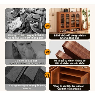 【Kiểu dáng mới】Tủ giày tre, tủ giày sức chứa lớn, tủ giày có cửa kính bằng gỗ