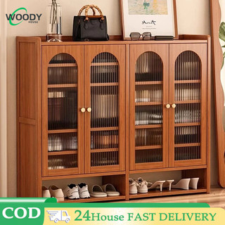 【Kiểu dáng mới】Tủ giày tre, tủ giày sức chứa lớn, tủ giày có cửa kính bằng gỗ