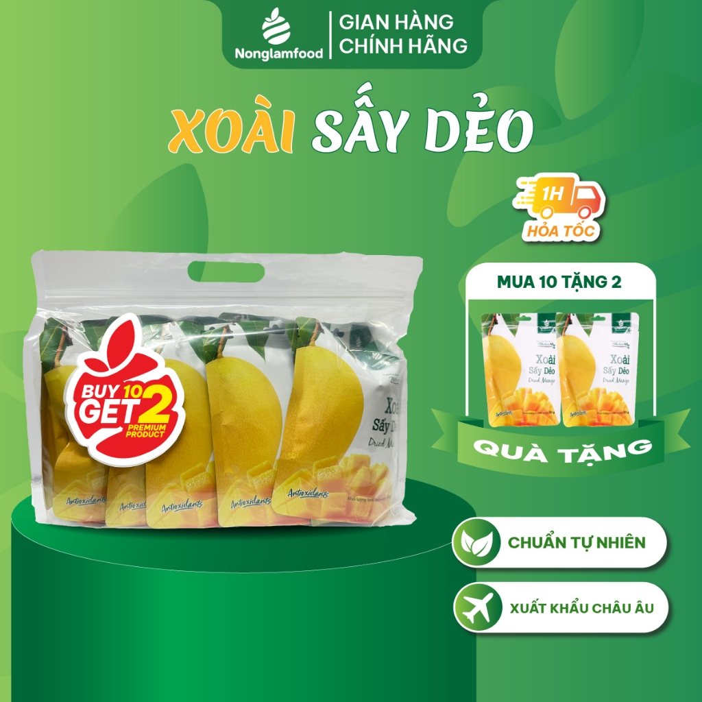 [Mua 10 tặng 2] Combo 10 Túi Xoài sấy dẻo Nông Lâm Food 50g
