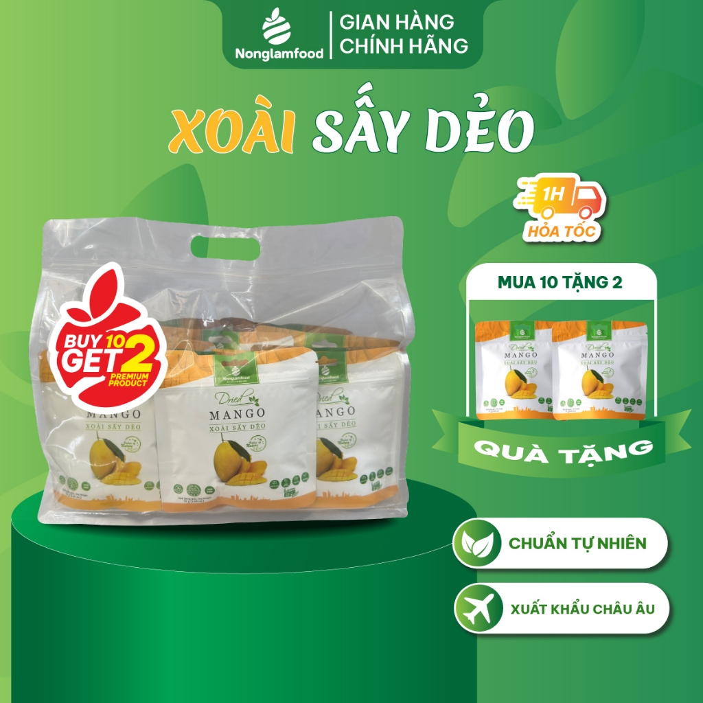 [Mua 10 tặng 2] Combo 10 túi xoài sấy dẻo Nông Lâm Food túi 75g