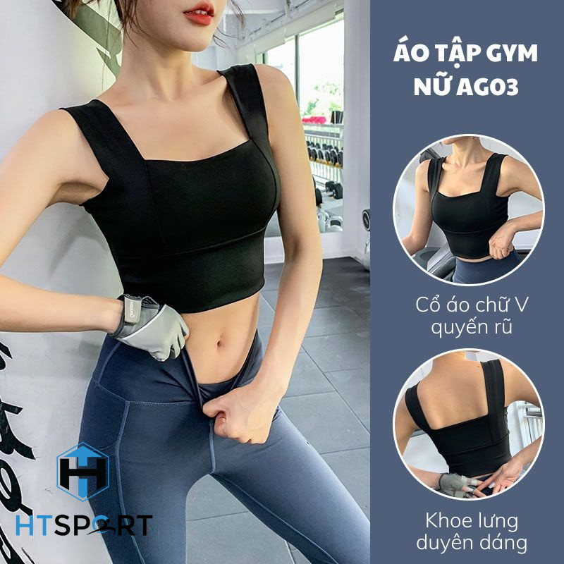 Áo Tập Gym Nữ Không Tay, Áo Thun Thể Thao AG03 Co Giãn 4 Chiều Ôm Body Có Đệm Ngực Tập Yoga, Aerobic