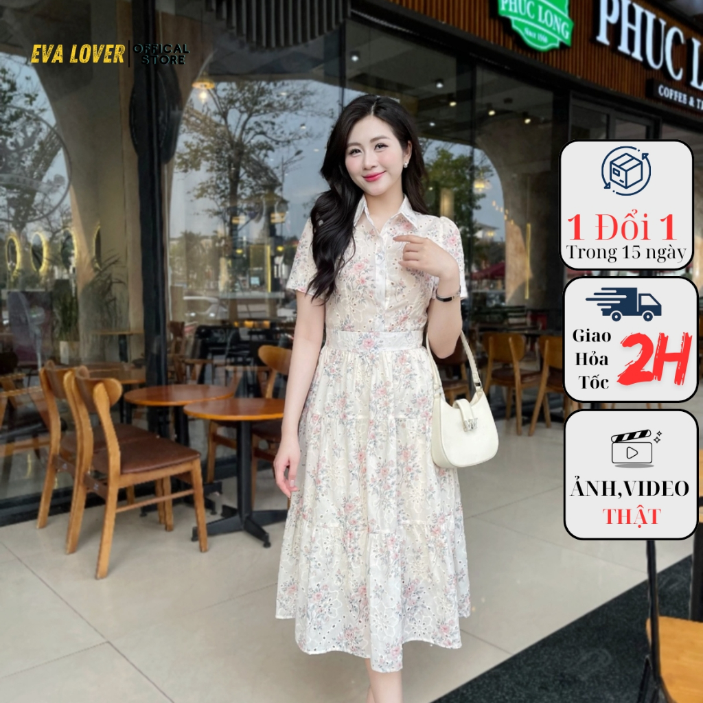 Ảnh Váy Hoa Cổ Đức Mã 278 Kiểu Dáng Xòe, Phối Cúc, Vải Thô Boil Mềm Mát Kiểu Dáng Thanh Lịch 1