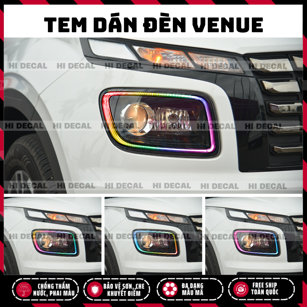 Tem dán đèn Venue, decal đèn Hyundai Venue đổi màu đèn trang trí tạo điểm nhấn cho xe cực chất - Hidecal