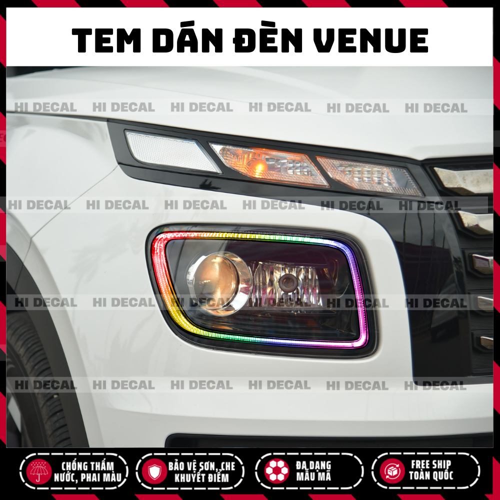 Tem dán đèn Venue, decal đèn Hyundai Venue đổi màu đèn trang trí tạo điểm nhấn cho xe cực chất - Hidecal